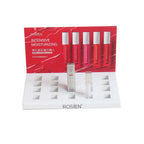 Custom white acrylic lip gloss display stand with printed backboard, OEM ODM cosmetic counter display for retail