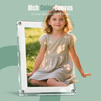 Frameo 10-inch digital photo frame with 1280x800 HD IPS screen (rich color display) in a clear acrylic frame
