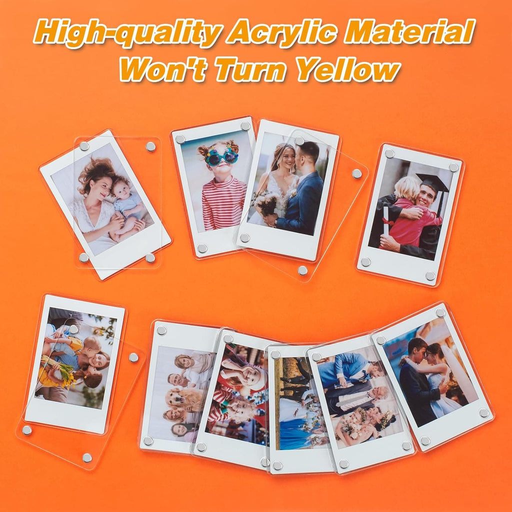 2-in-1 Magnetic & Pasteable Acrylic Photo Frames | Clear, Scratch-Resistant, Waterproof | For Refrigerator, Walls & Lockers