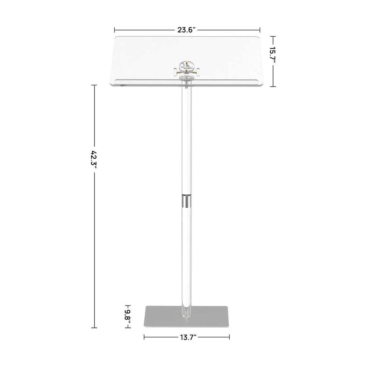 Adjustable Clear Acrylic Lectern - Angle-Tilt Desktop Podium Stand with Anti-Slip Pads & Book Stopper for Church, Concerts, Weddings & Presentations