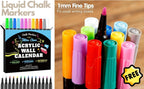 1mm fine-tip liquid chalk markers for acrylic calendars, non-toxic and easy to wipe clean
