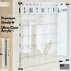 Premium grade ultra-clear acrylic wall calendar with bold day headers and notes section