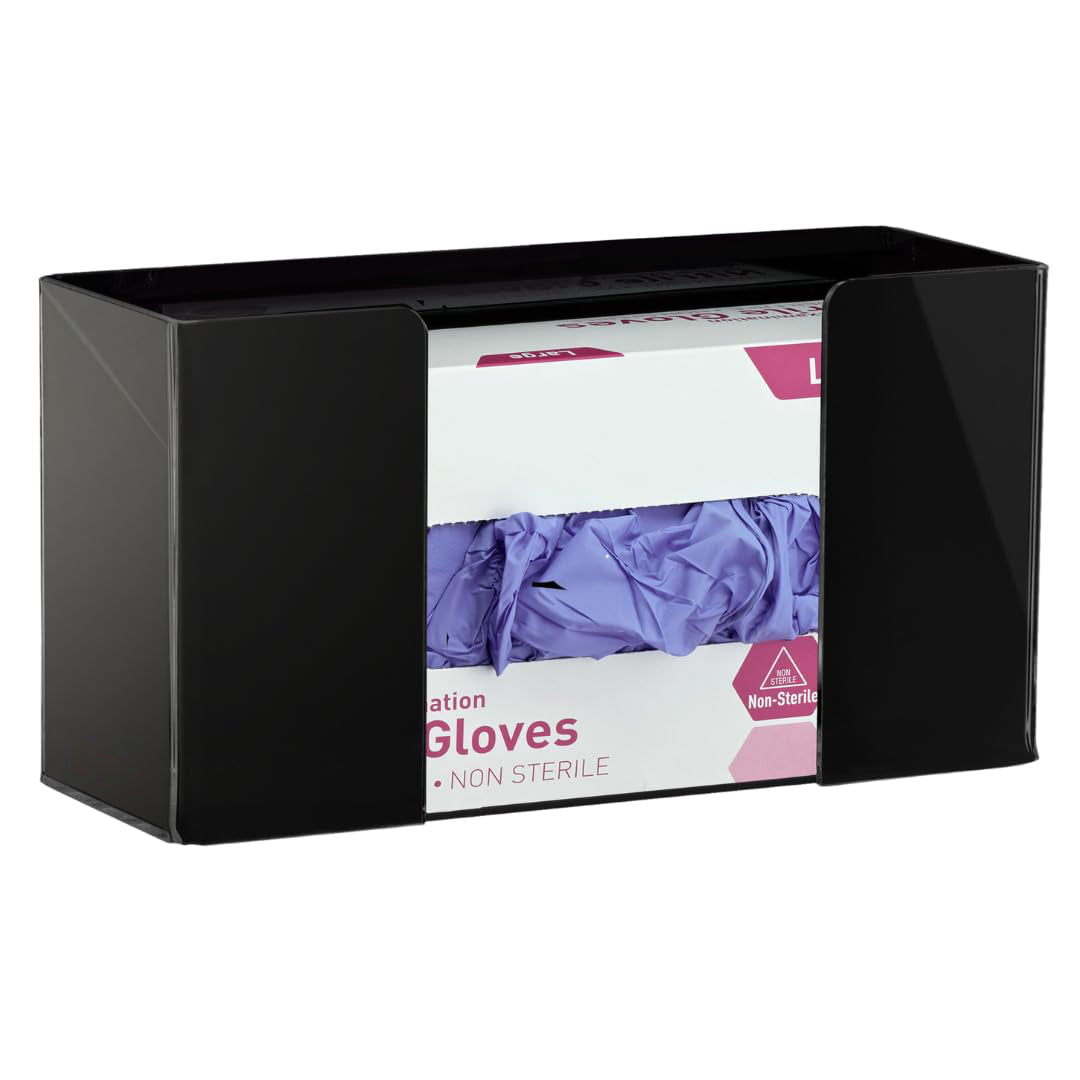 Multi-Tier Acrylic Glove Dispenser (1-4 Tier Options) - Clear & Black | Wall Mountable PPE Organizer for Medical & Professional Use