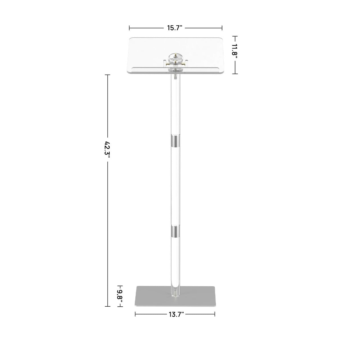 Adjustable Clear Acrylic Lectern - Angle-Tilt Desktop Podium Stand with Anti-Slip Pads & Book Stopper for Church, Concerts, Weddings & Presentations