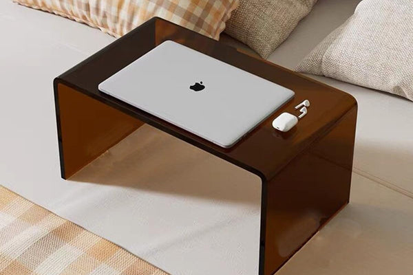 Smoky Brown Acrylic Bed Tray & C-Side Table | Multi-Functional Translucent Lap Desk