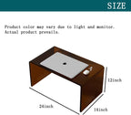 Dimension diagram of the smoky brown acrylic table: 24" x 14" x 12", perfect for small spaces