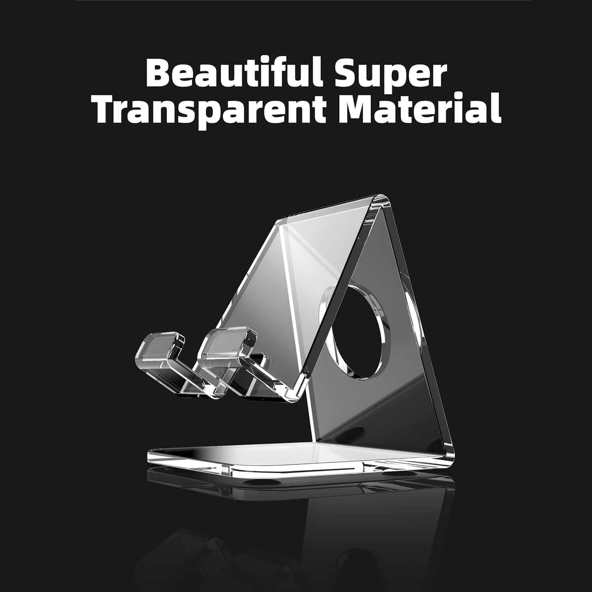 Super transparent acrylic phone stand, sleek and modern design for desk use