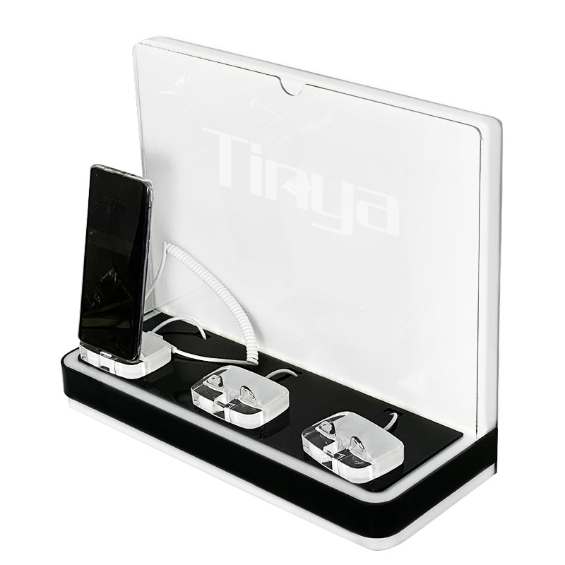 Backlit acrylic countertop display stand for mobile phone and accessories retail